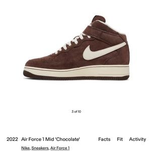 2022
Nike Air Force 1 Mid 'Chocolate' men’s size 15